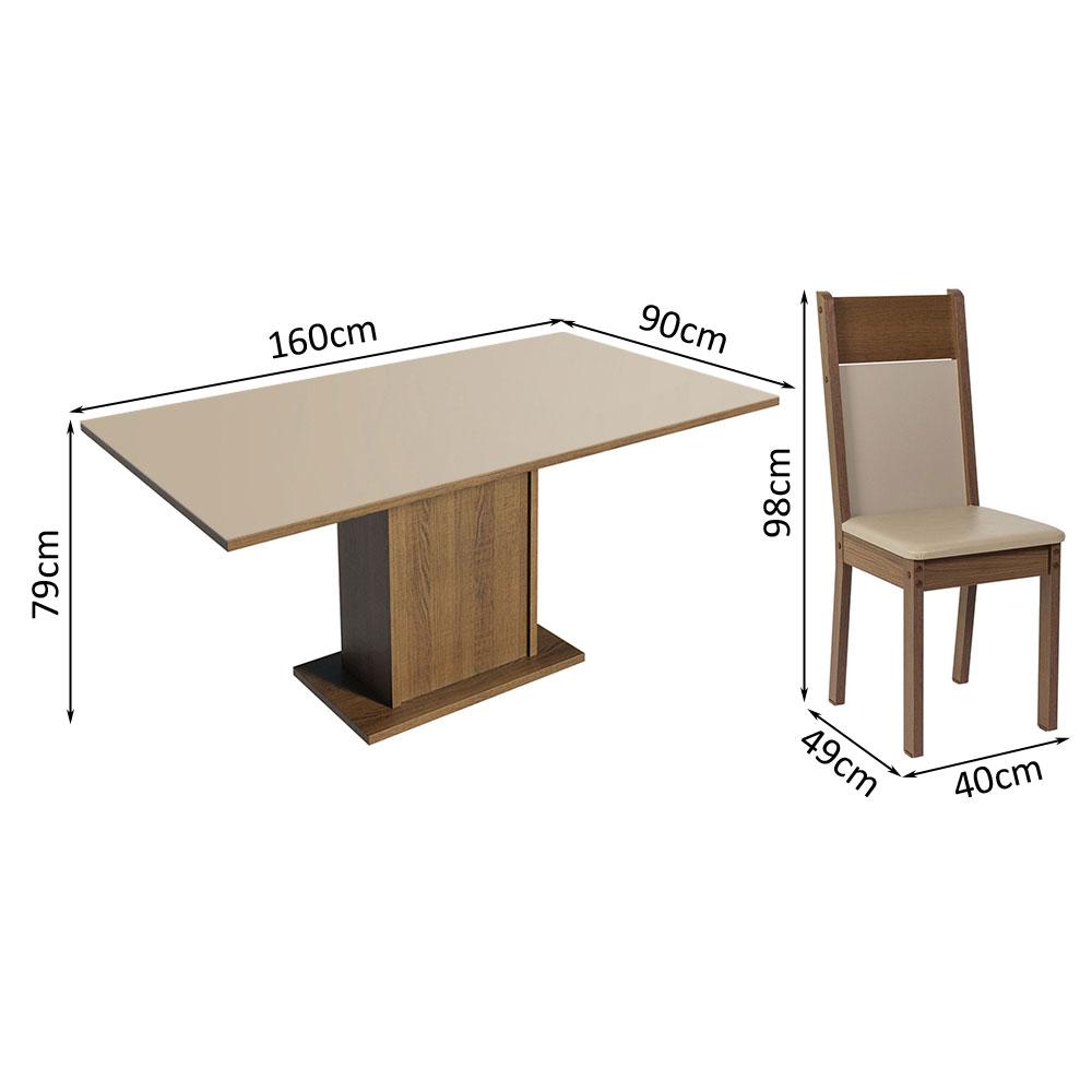 Foto 4 pulgar | Juego de Comedor con Tablero de Madera y 6 Sillas Madesa Augusta Crema/Marrón/Beige