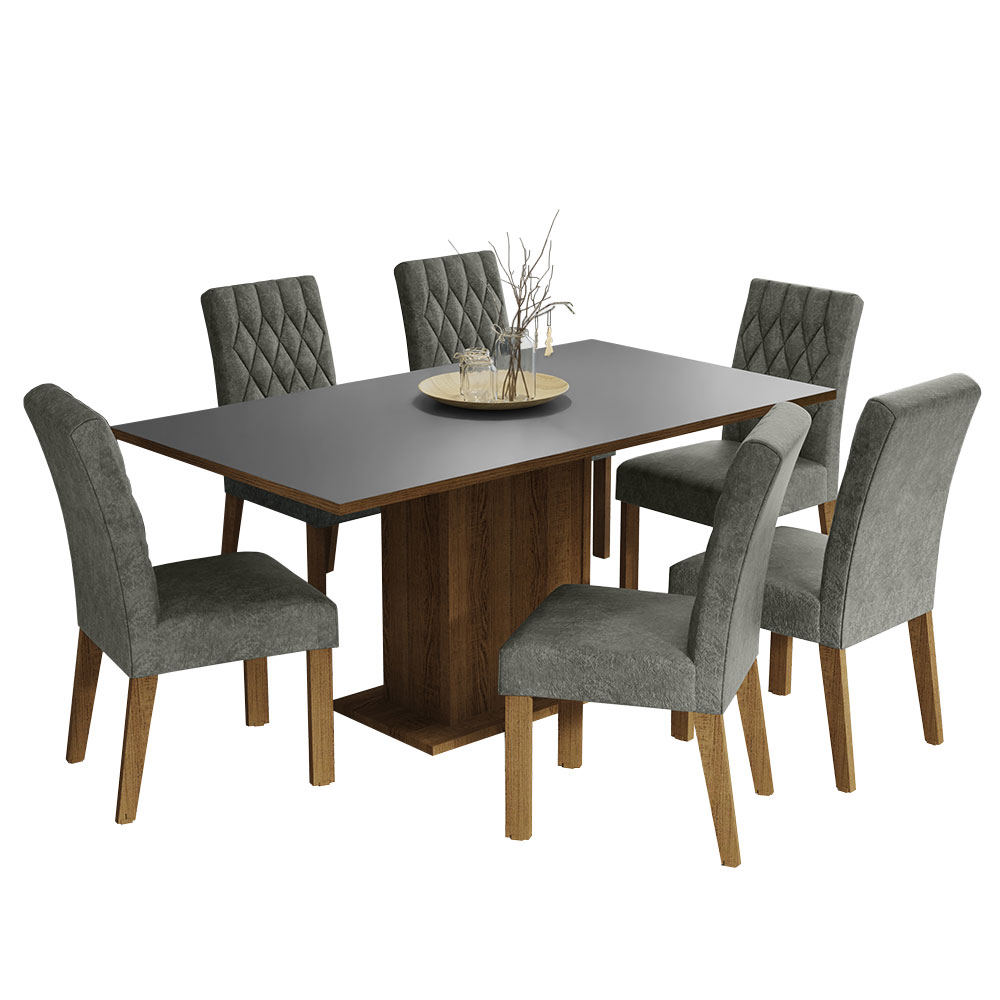 Foto 3 pulgar | Comedor Madesa Hanna Gris con 6 Sillas