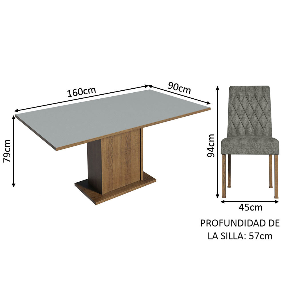 Foto 4 pulgar | Comedor Madesa Hanna Gris con 6 Sillas
