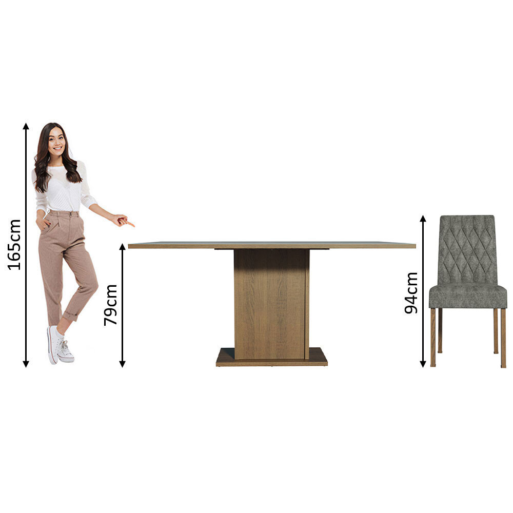 Foto 5 pulgar | Comedor Madesa Hanna Gris con 6 Sillas