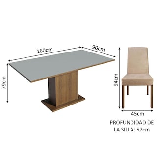 Foto 3 | Juego de Comedor Renata Madesa con Tablero de Madera y 6 Sillas