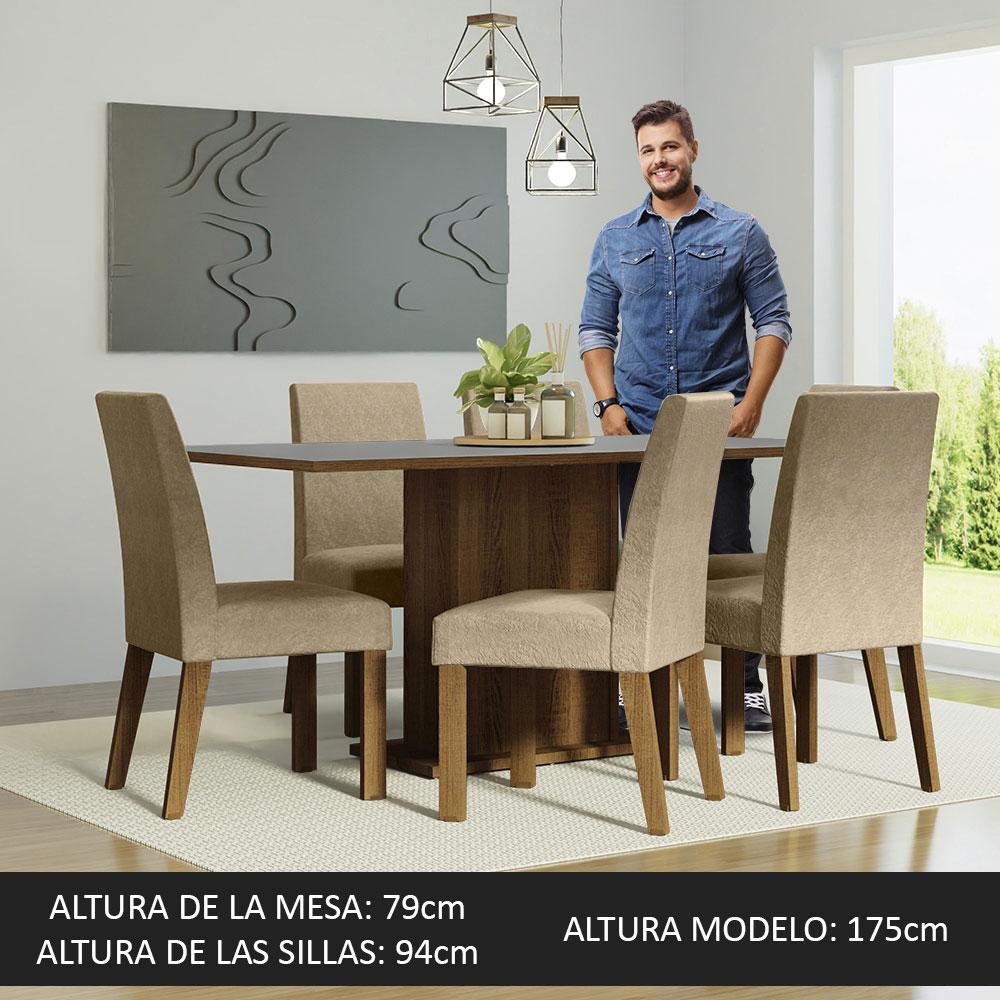 Foto 5 pulgar | Juego de Comedor Renata Madesa con Tablero de Madera y 6 Sillas