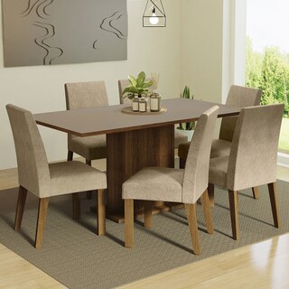 Foto 2 | Juego de Comedor con Tablero de Madera y 6 Sillas Madesa Renata Marrón/Crema