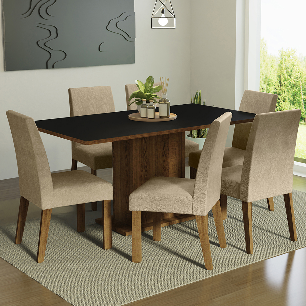 Juego de Comedor Madesa Renata con 6 Sillas Marrones