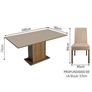 Foto 3 | Juego de Comedor con Tablero de Madera y 4 Sillas Madesa Keila MDJA040154 Marrón/Crema