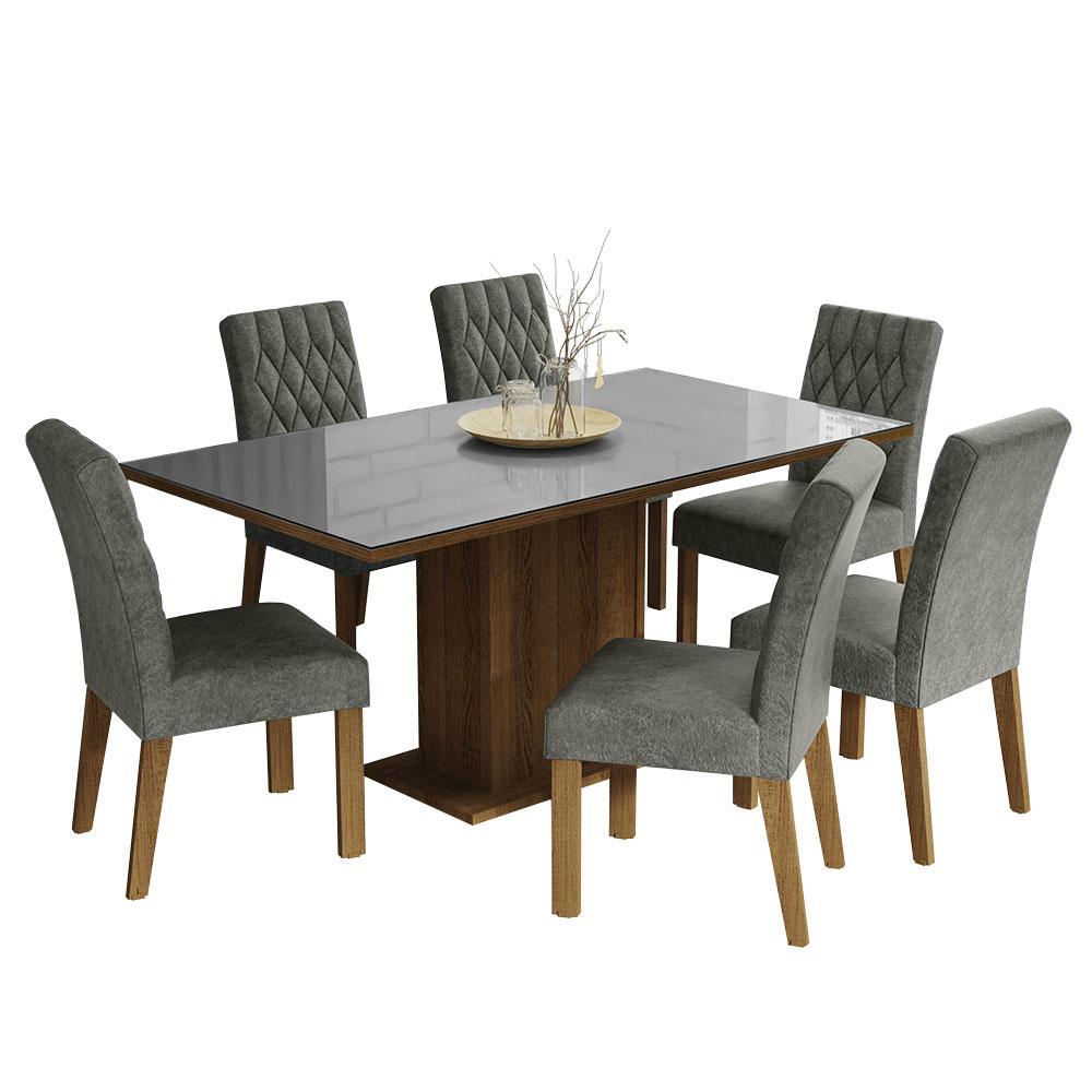 Foto 2 pulgar | Juego de Comedor Geórgia Madesa con Mesa de Vidrio y 6 Sillas Grises