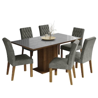 Foto 1 | Juego de Comedor Geórgia Madesa con Mesa de Vidrio y 6 Sillas Grises