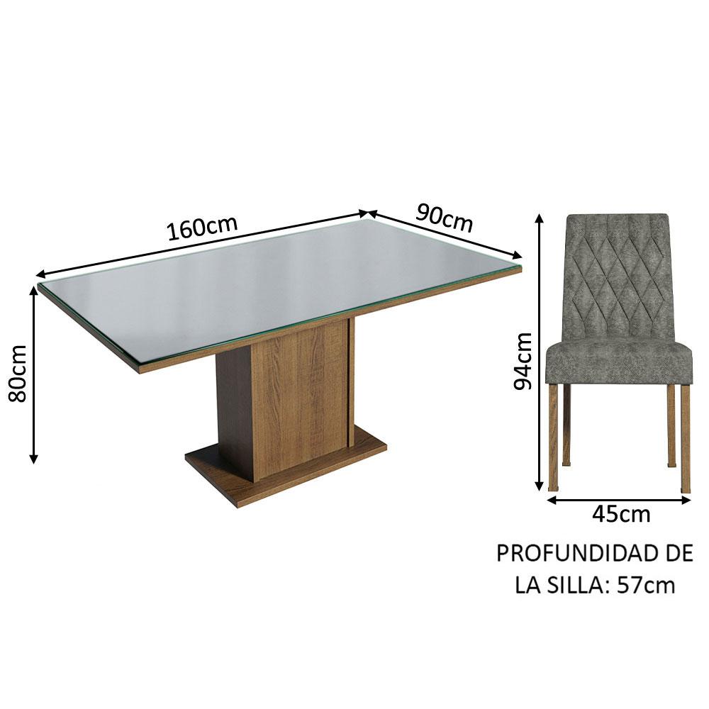 Foto 4 pulgar | Juego de Comedor Geórgia Madesa con Mesa de Vidrio y 6 Sillas Grises