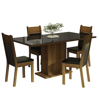 Foto 1 | Juego de Comedor con Tablero de Vidrio y 4 Sillas Madesa Greta