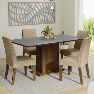 Foto 2 | Juego de Comedor con Tablero de Madera y 4 Sillas Madesa Keila Marrón/Gris