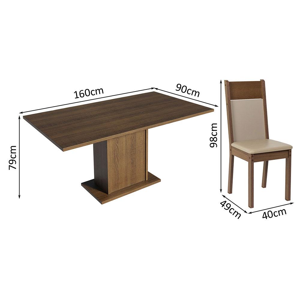 Foto 3 | Juego de Comedor con Tablero de Madera y 4 Sillas Madesa Elisa Marrón/Crema/Beige
