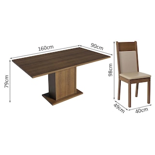 Foto 3 | Juego de Comedor con Tablero de Madera y 4 Sillas Madesa Elisa Marrón/Crema/Beige