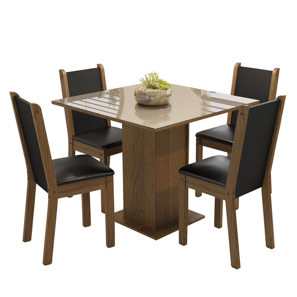 Juego de Comedor Madesa Mesa con Tablero ce Vidrio 4 Sillas