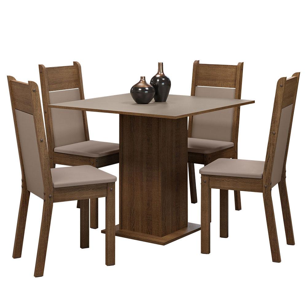 Foto 2 pulgar | Juego de Comedor Mesa Tablero De Madera 4 Sillas Marrón/crema/sintético Beige Claire Madesa