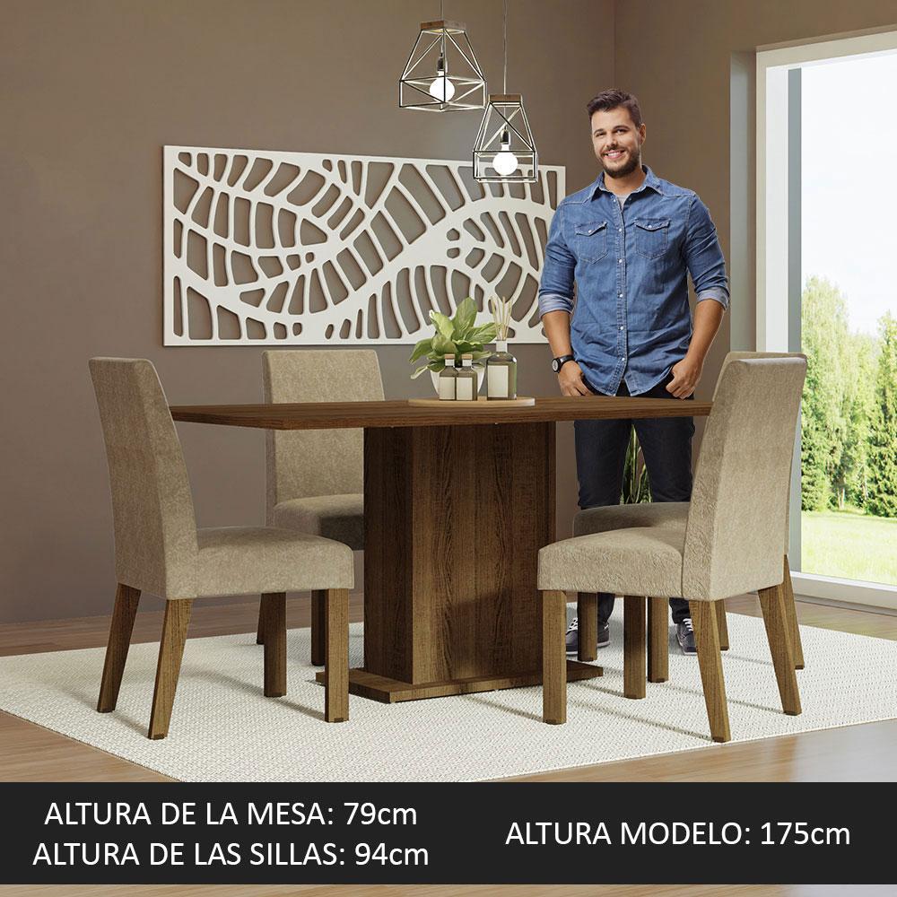 Foto 4 | Comedor Rectangular Madesa con 4 Sillas Beiges