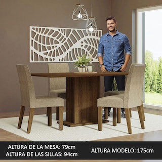 Foto 4 | Comedor Rectangular Madesa con 4 Sillas Beiges