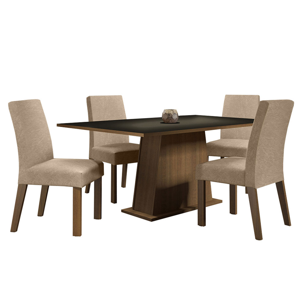 Foto 2 pulgar | Comedor Madesa Flavia Mesa con Tablero de Madera + 4 Sillas Marrón/Negro/Imperial