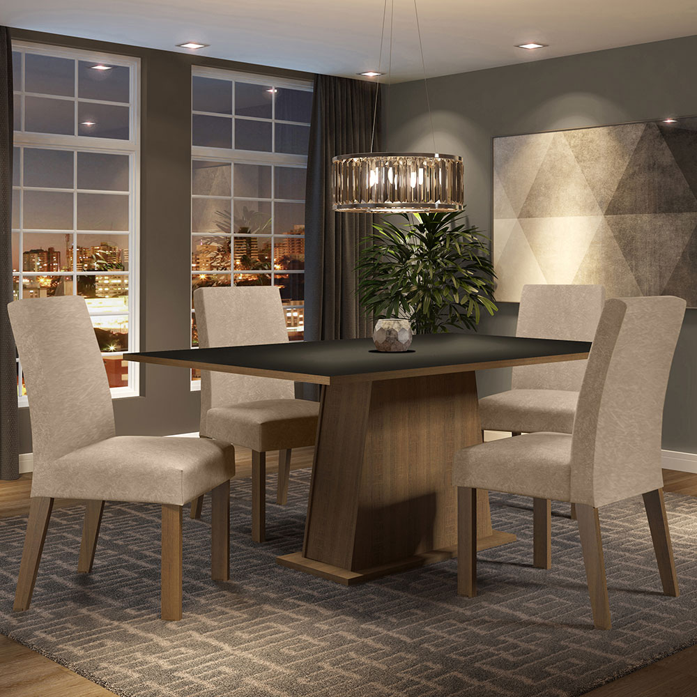 Foto 6 | Comedor Madesa Flavia Mesa con Tablero de Madera + 4 Sillas Marrón/Negro/Imperial