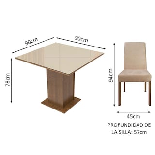 Foto 3 | Juego de Comedor Madesa Evelin con Mesa de Vidrio y 4 Sillas
