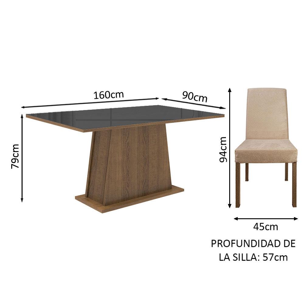 Foto 4 pulgar | Juego de Comedor Madesa Patricia Mesa con Tablero de Vidrio y 6 Sillas Marrón