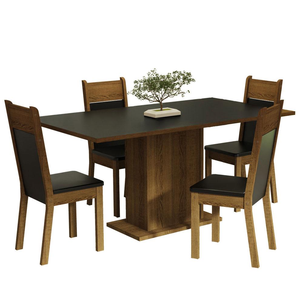 Foto 2 pulgar | Juego de Comedor con Tablero de Madera y 4 Sillas Madesa Elisa Negro/Marrón