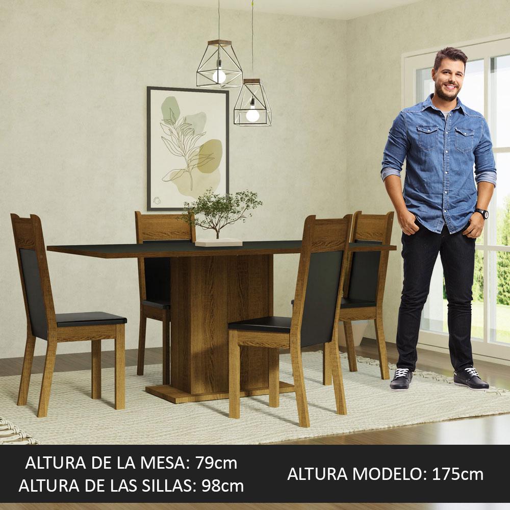 Foto 5 pulgar | Juego de Comedor con Tablero de Madera y 4 Sillas Madesa Elisa Negro/Marrón