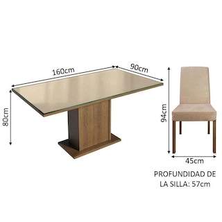 Foto 3 | Juego de Comedor Mesa con Tablero de Vidrio 4 Sillas Madesa Avril Beige