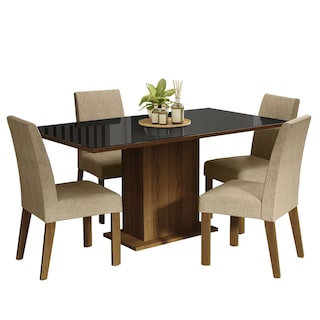 Foto 1 | Juego de Comedor Mesa con Tablero de Vidrio 4 Sillas Madesa Avril Negro