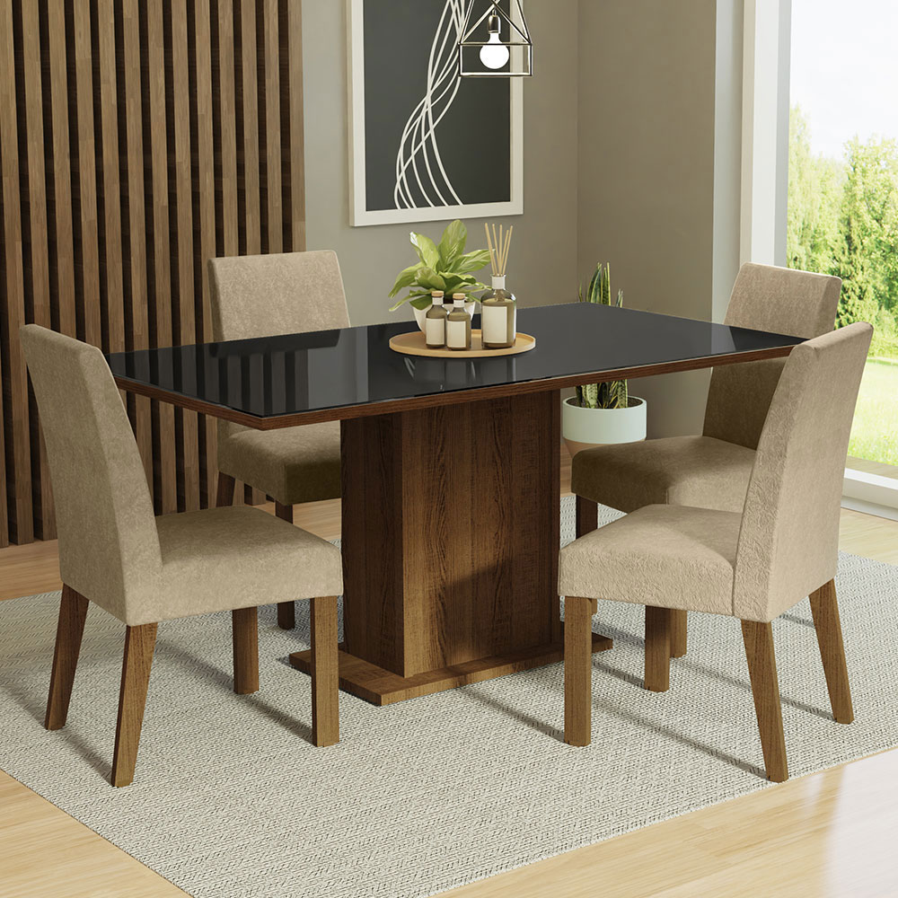 Foto 3 pulgar | Juego de Comedor Mesa con Tablero de Vidrio 4 Sillas Madesa Avril Negro