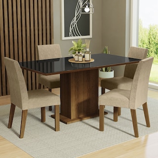 Foto 2 | Juego de Comedor Mesa con Tablero de Vidrio 4 Sillas Madesa Avril Negro