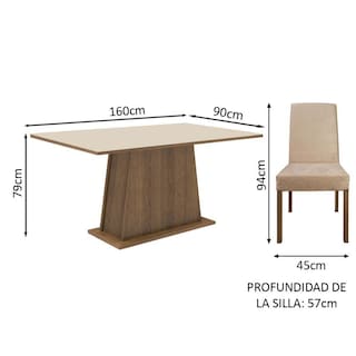Foto 3 | Juego de Comedor Madesa Flavia Mesa con Tablero de Madera + 4 Sillas Marrón/Crema/Imperial