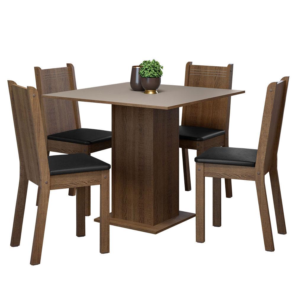 Foto 2 pulgar | Juego de Comedor Mesa Tablero De Madera 4 Sillas Marrón/crema/negro Samara
