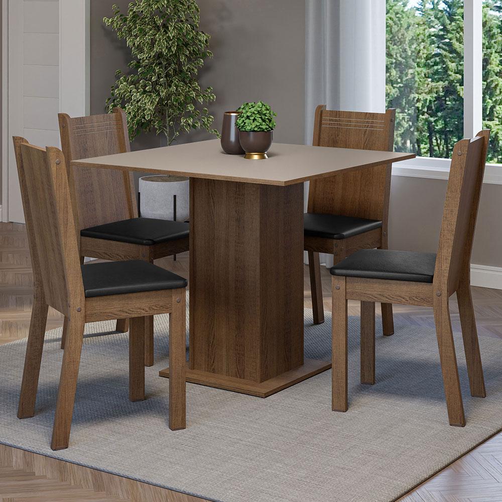 Foto 3 pulgar | Juego de Comedor Mesa Tablero De Madera 4 Sillas Marrón/crema/negro Samara