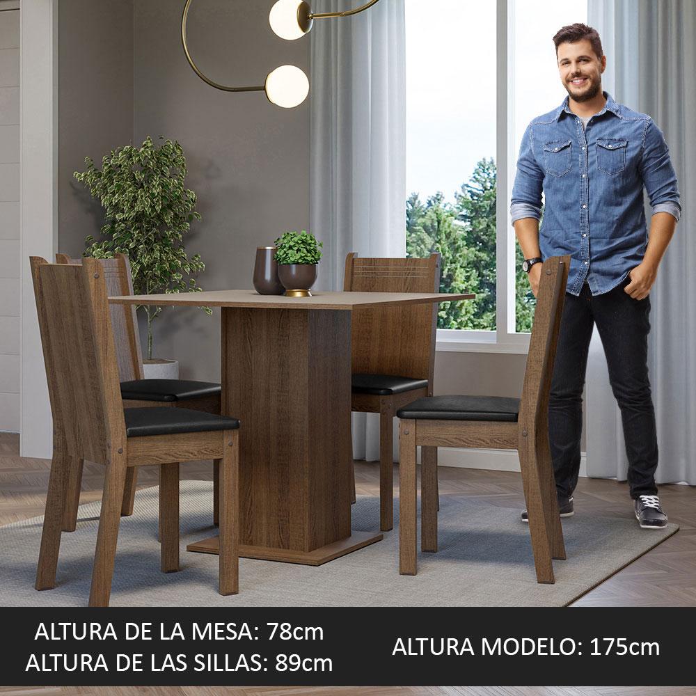 Foto 6 pulgar | Juego de Comedor Mesa Tablero De Madera 4 Sillas Marrón/crema/negro Samara