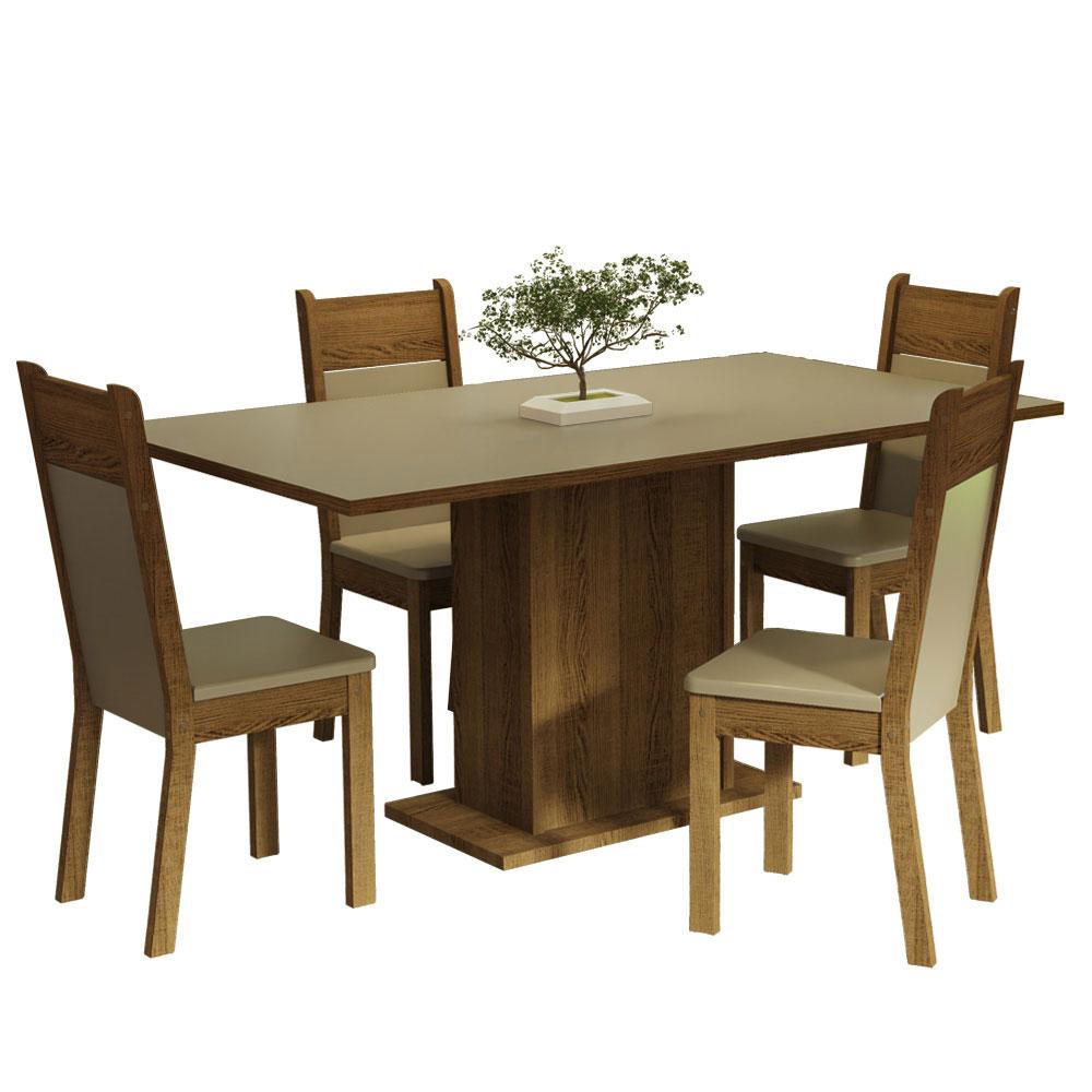 Foto 2 pulgar | Juego de Comedor con Tablero de Madera y 4 Sillas Madesa Elisa Crema/Marrón/Beige