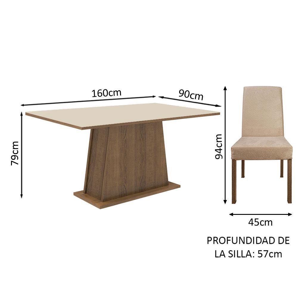 Foto 4 pulgar | Juego de Comedor Madesa Luciana Mesa Con Tablero De Madera Y 6 Sillas Marrón/crema/imperial