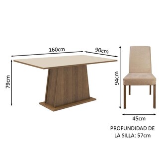 Foto 3 | Juego de Comedor Madesa Luciana Mesa Con Tablero De Madera Y 6 Sillas Marrón/crema/imperial
