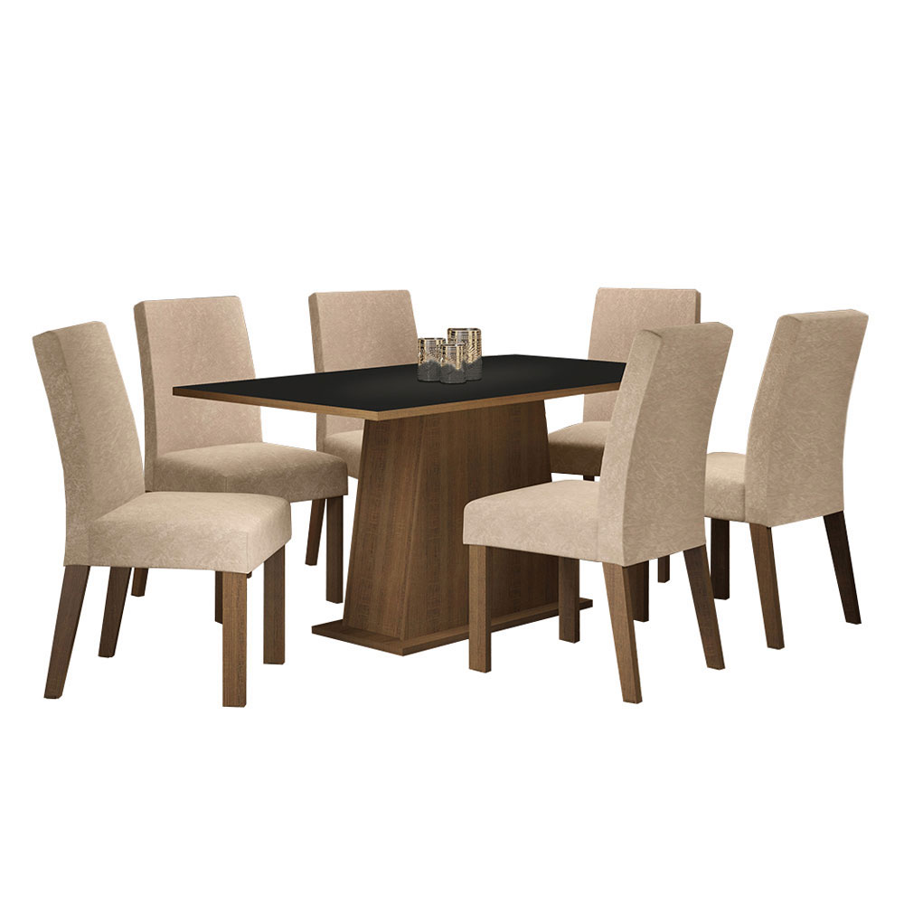 Foto 2 pulgar | Juego de Comedor Madesa Luciana Mesa con Tablero de Madera y 6 Sillas Marrón