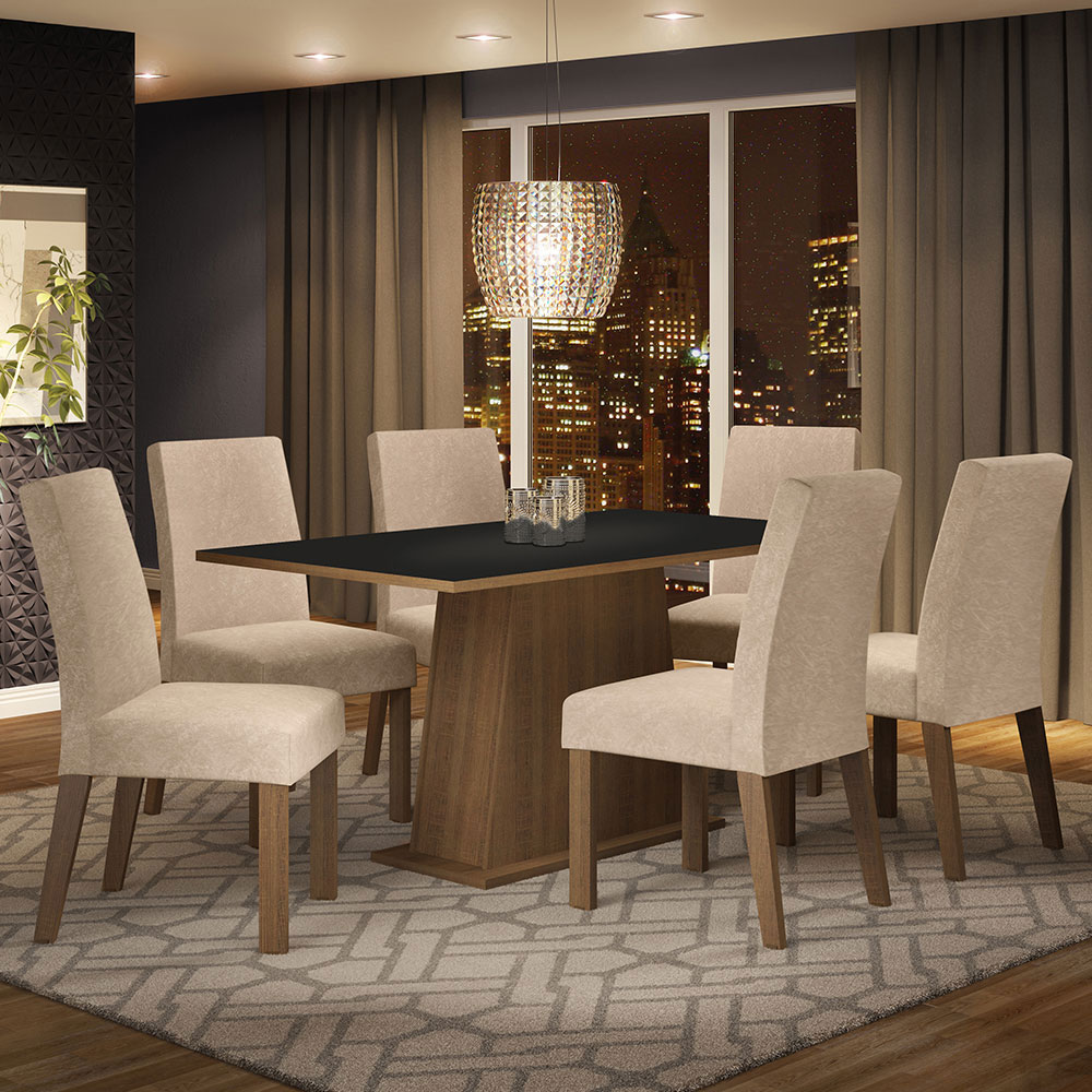 Foto 3 pulgar | Juego de Comedor Madesa Luciana Mesa con Tablero de Madera y 6 Sillas Marrón