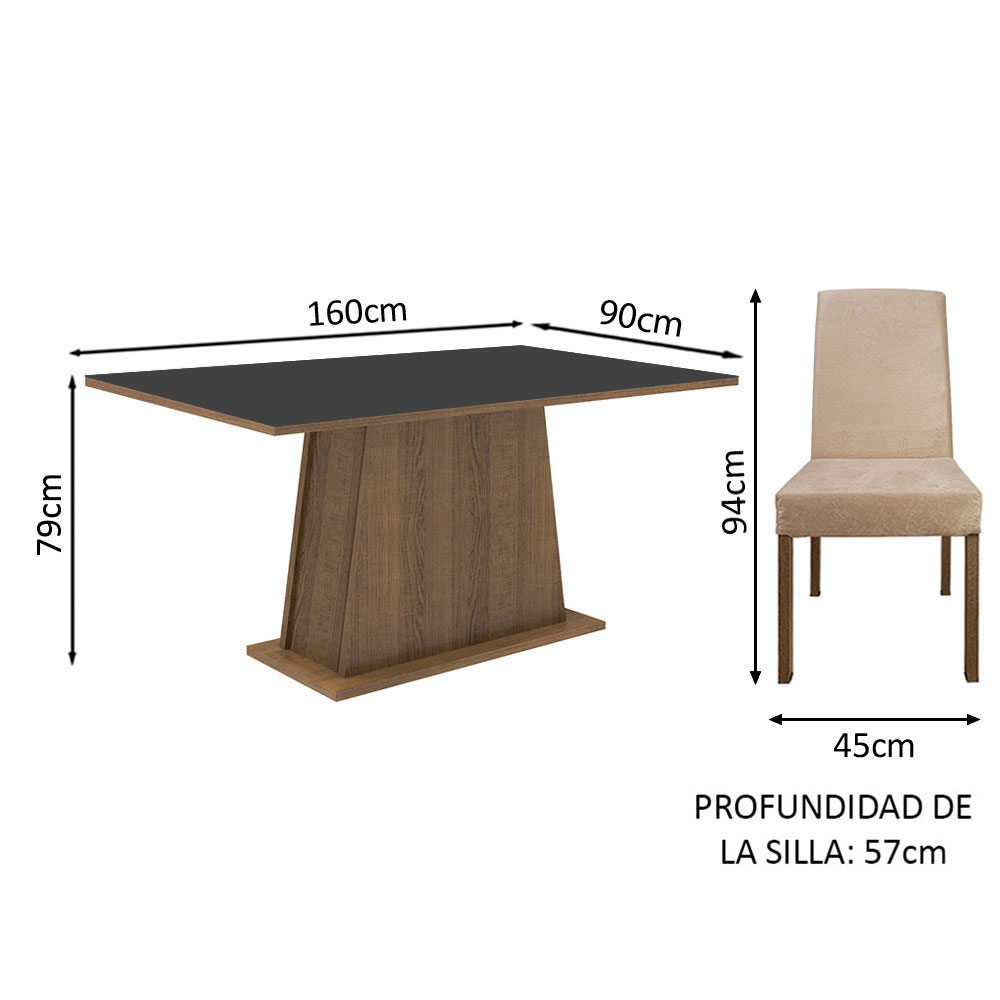 Foto 4 pulgar | Juego de Comedor Madesa Luciana Mesa con Tablero de Madera y 6 Sillas Marrón