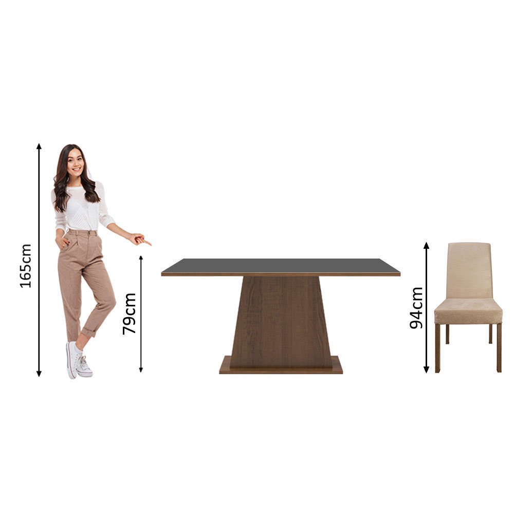 Foto 4 | Juego de Comedor Madesa Luciana Mesa con Tablero de Madera y 6 Sillas Marrón