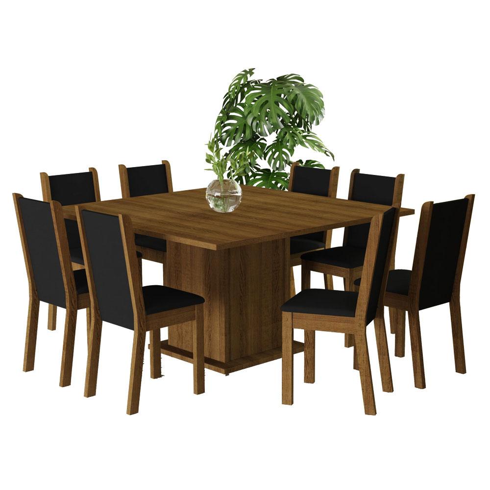 Foto 2 pulgar | Juego de Comedor con Tablero de Madera y 8 Sillas Madesa Marisa Marrón/Negro