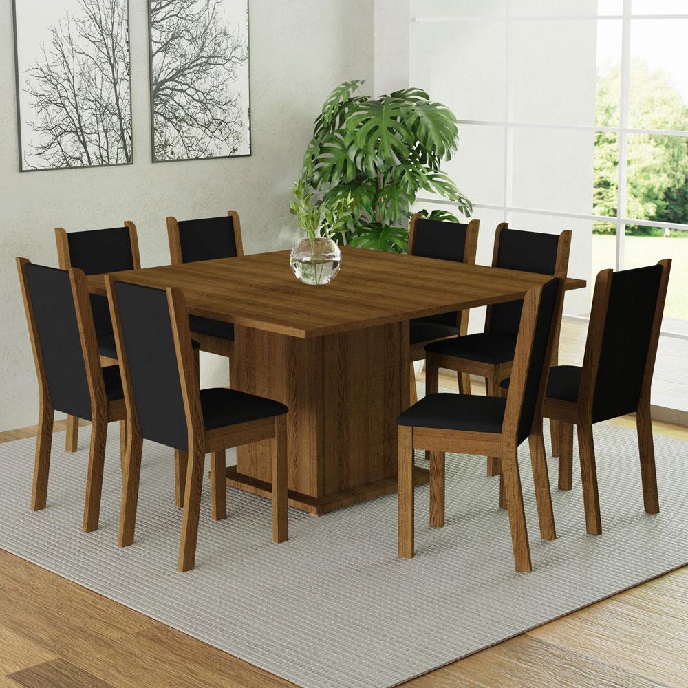Foto 3 pulgar | Juego de Comedor con Tablero de Madera y 8 Sillas Madesa Marisa Marrón/Negro