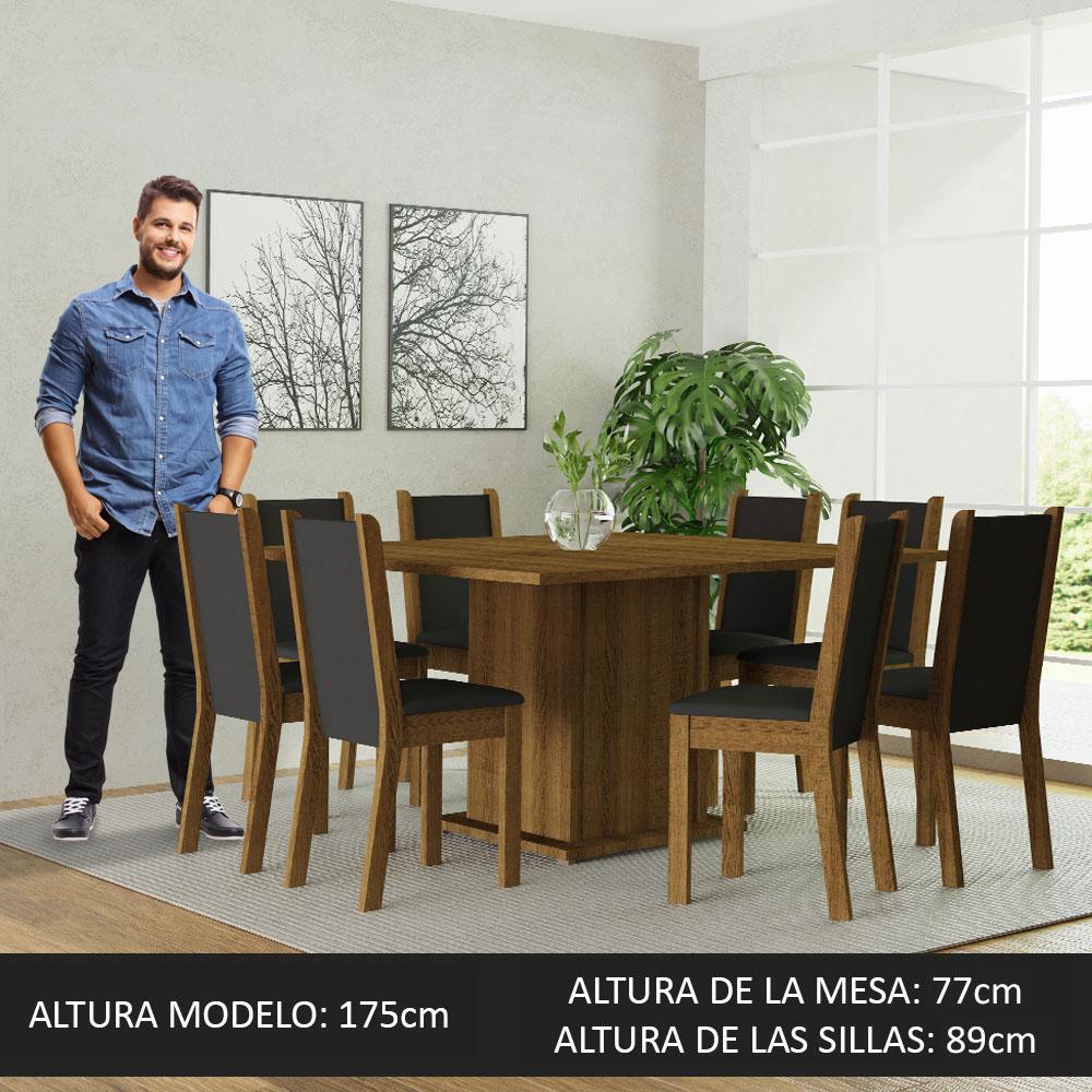 Foto 6 pulgar | Juego de Comedor con Tablero de Madera y 8 Sillas Madesa Marisa Marrón/Negro
