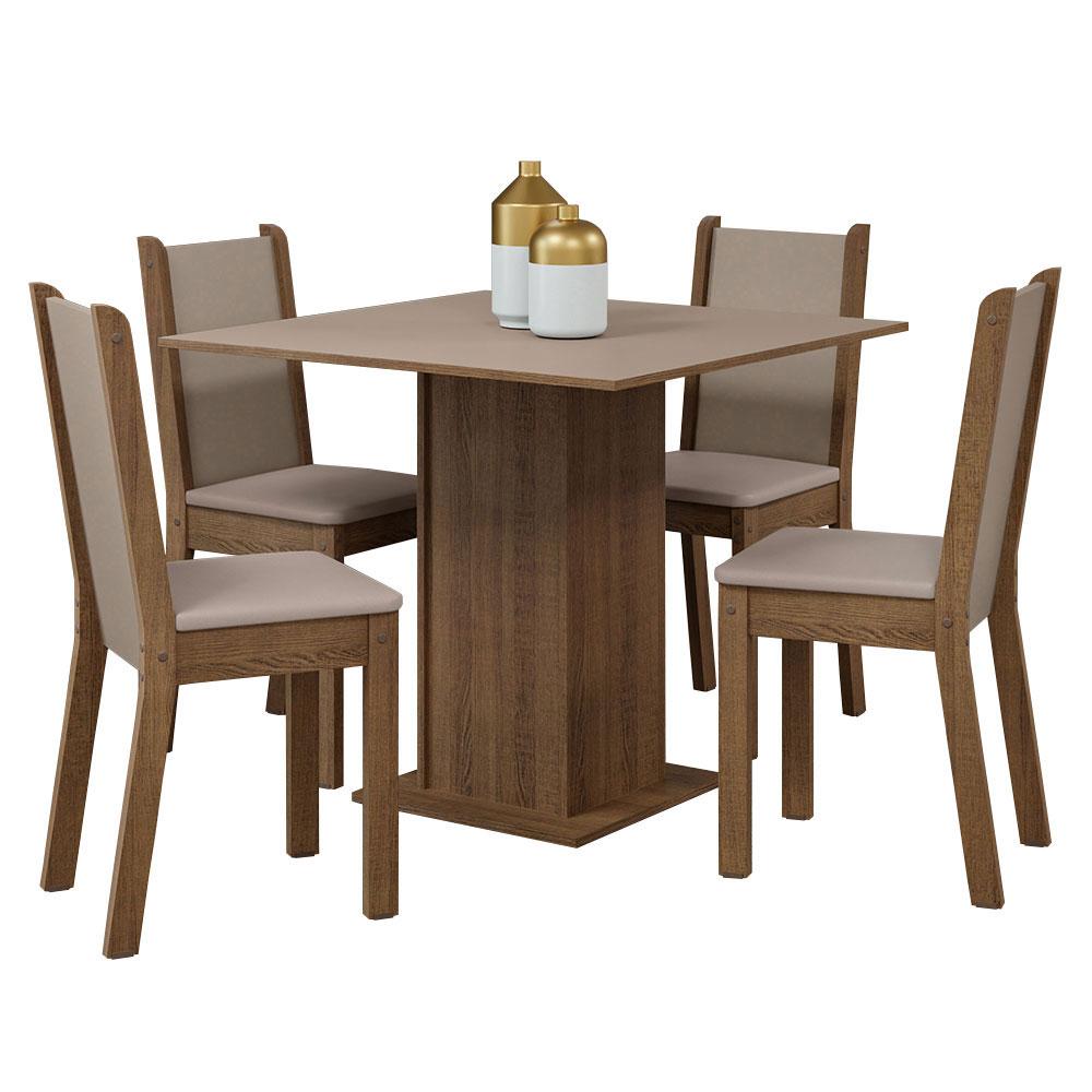 Foto 2 pulgar | Comedor Cuadrado Madesa con 4 Sillas Beiges
