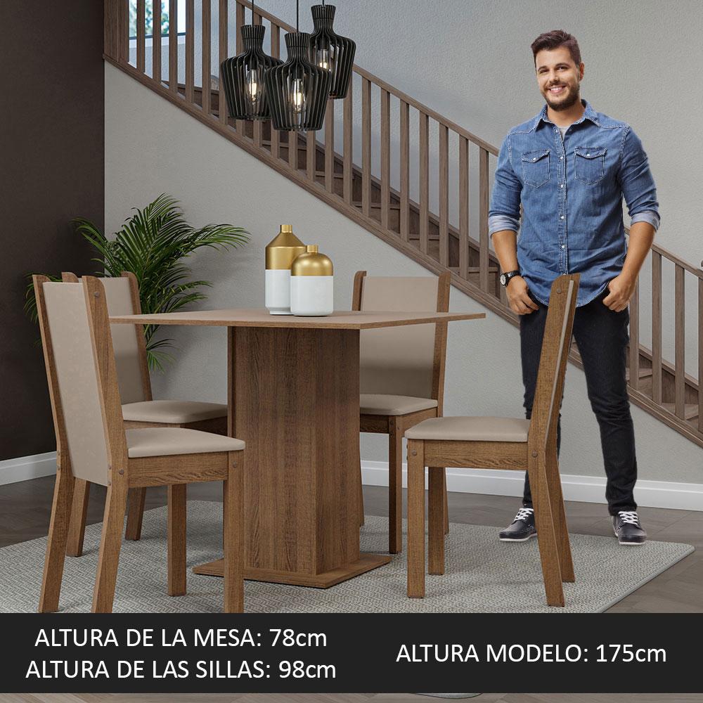 Foto 6 pulgar | Comedor Cuadrado Madesa con 4 Sillas Beiges