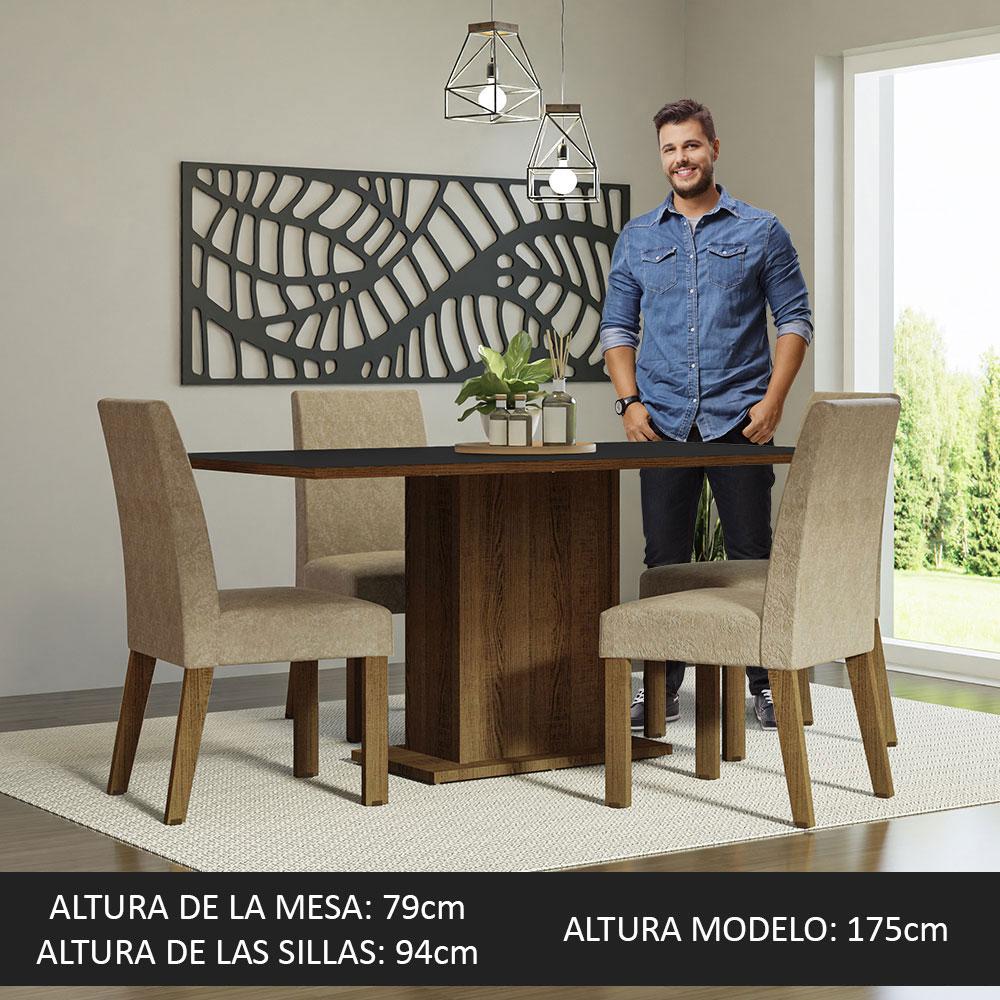 Foto 5 pulgar | Juego de Comedor con Tablero de Madera 4 Sillas Madesa Keila Marrón y Negro