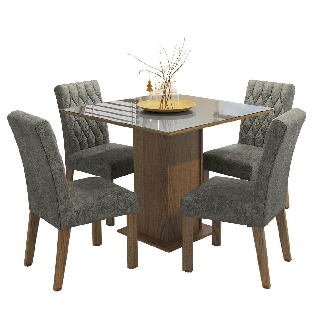 Comedor Madesa MDJA040138 Gris con 4 Sillas