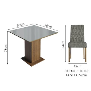Foto 4 | Comedor Madesa MDJA040138 Gris con 4 Sillas