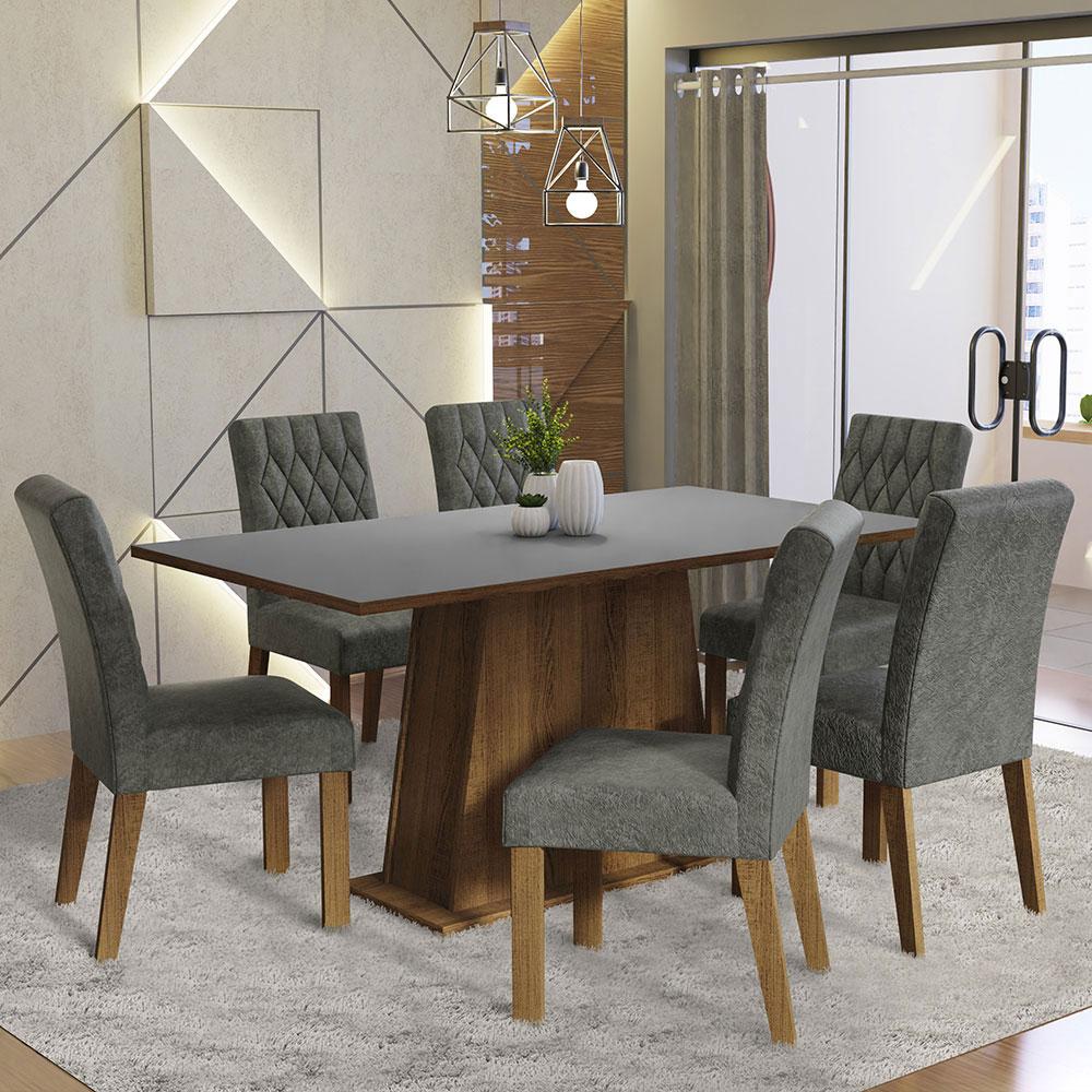 Foto 3 pulgar | Juego de Comedor de Madera con 6 Sillas Madesa Britney MDJA060137 Marrón y Gris
